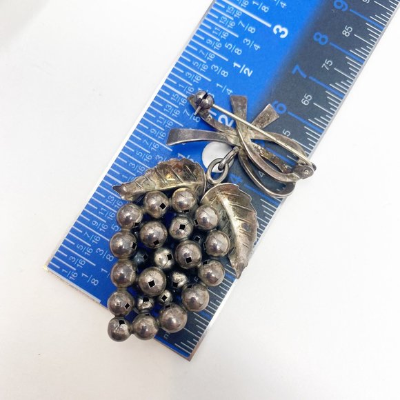 551 Vintage sterling silver Denmark S. Christian Fogh SCF grape brooch / pin - Picture 5 of 6